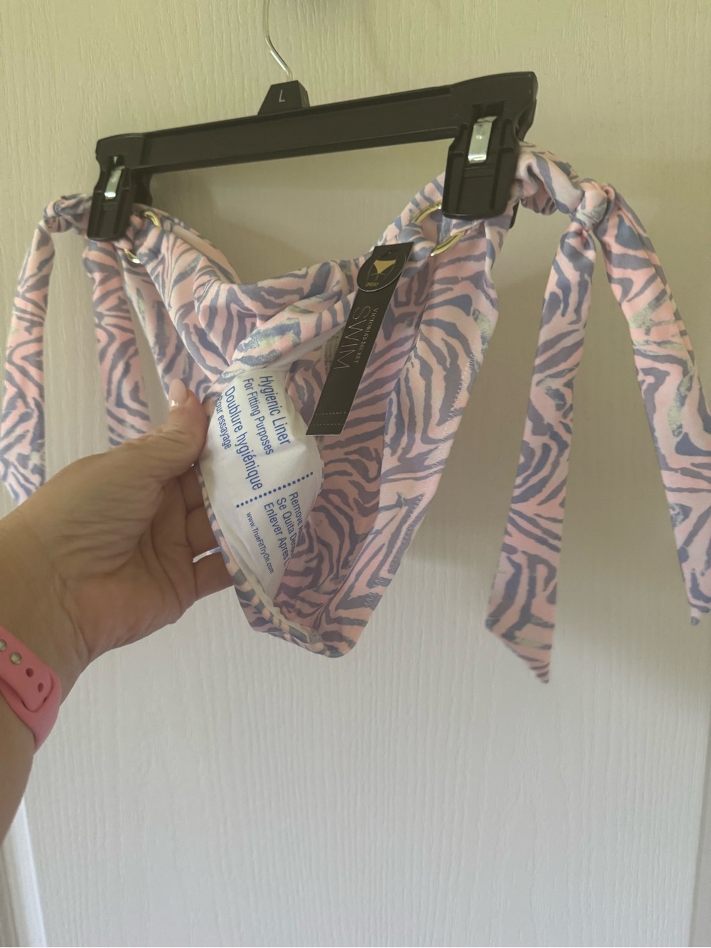 Victoria's Secret Pink and Light Blue Zebra Tie-Side Bikini Bottom